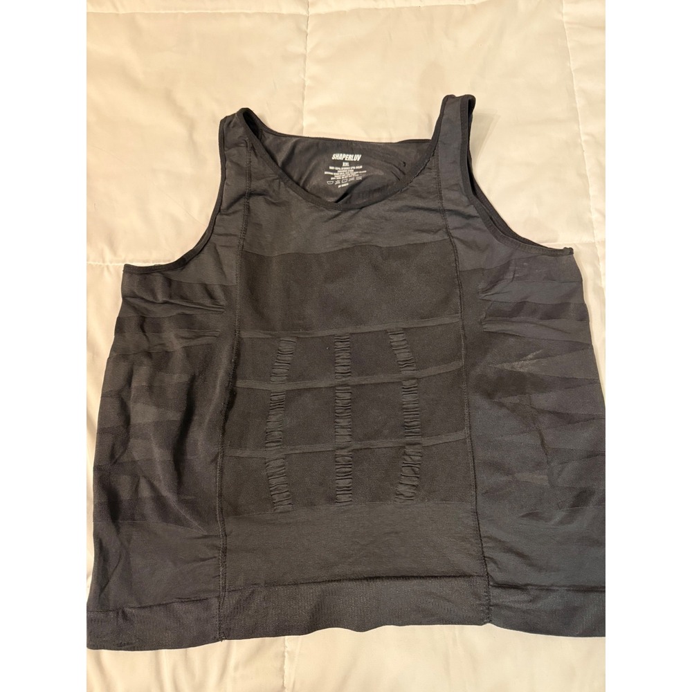 Shaperluv Mens Compression Tank Top XXL Black Slimming Body Shaper Undershirt